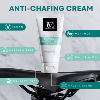 Luxury Anti Chafe Moisturising Cycling Chamois Cream Menthol Travel Size 75ml